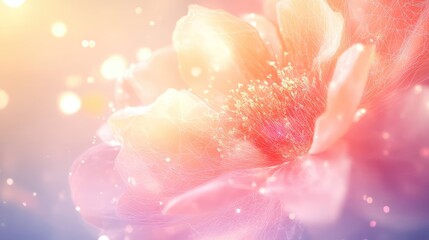 Digital flower showcasing a delicate interplay between organic forms and a futuristic wireframe network, highlighting themes of botanical technology, digital growth, and intricate biological data