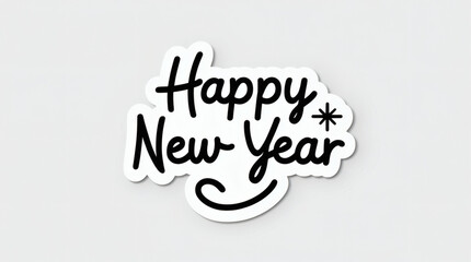 Happy New Year hand-drawn lettering with decorative asterisk on a white background