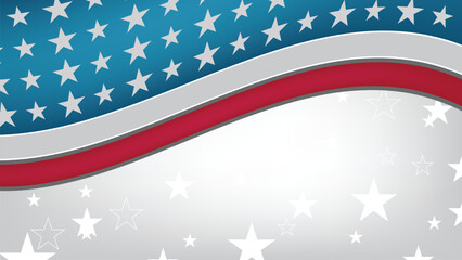 American Patriotic Background With Stars and Wavy Stripes Vector Design