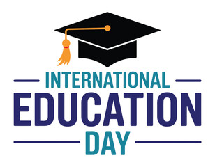 International Education Day Vector Design with Graduation Cap Icon