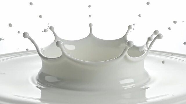 Captivating milk splash creating a crown-like shape in a pool of liquid, with droplets suspended in the air
