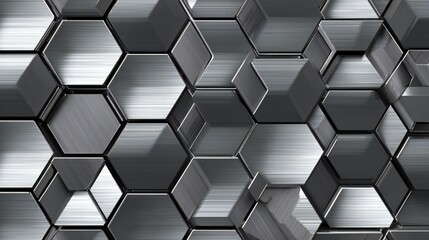 Brushed Metal Hexagon Pattern | Geometric Tech Background
