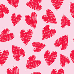 Seamless pattern with hearts. Cute romantic background in doodle style. Perfect for Valentine&rsquo;s Day designs, wedding invitations, love cards, wrapping paper, textile prints, wallpapers
