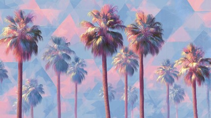 Dreamy Pastel Palm Trees: Geometric Tropical Aesthetic
