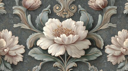 Elegant Floral Relief Pattern Decorative Design
