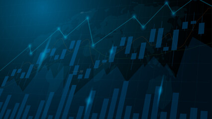 Stocks market investment trading background with blue color