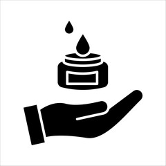 foam Cream on hand Icon. Symbol isolated white background. vector illustration. color editable.