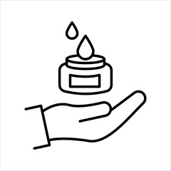 foam Cream on hand Icon. Symbol isolated white background. vector illustration. color editable.