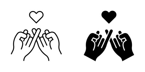 Pinky swear, or pinky promise Icon set. Symbol isolated white background. vector illustration. color editable.