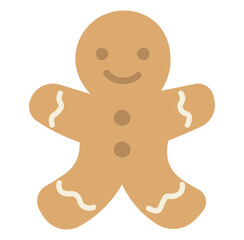 Hand drawn gingerbread man cookie for christmas baking themes, holiday designs and festive seasonal graphics, PNG with transparent background