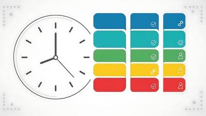 Obraz premium Time Management and Business Workflow Infographic with Analog Clock