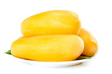 Fresh Yellow Mangoes on White Plate - Healthy Tropical Fruit