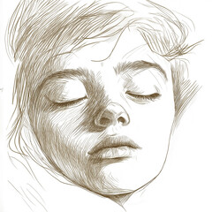 Realistic Pencil Portrait Sketch, Serene Face Drawing Art Print. A delicate pencil sketch portrait capturing calm expression and softness.