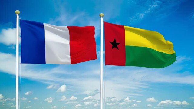 フランスの国旗とギニアビサウの国旗(France flag & Guinea-Bissau flag.)
