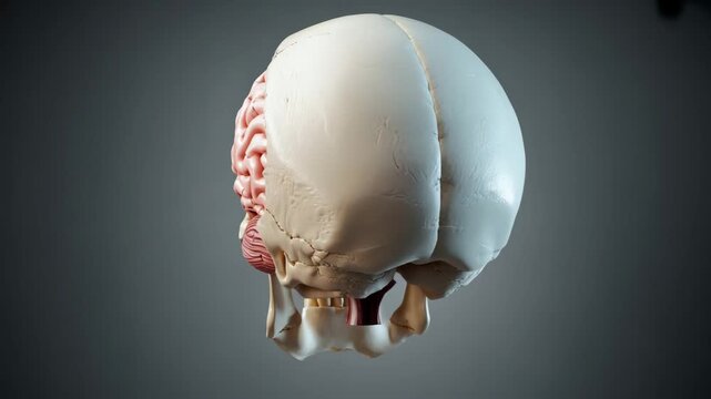 Detailed anatomical model of human brain and skull  4k hd video download