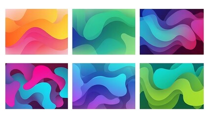 Obraz premium Set of Abstract Colorful Fluid Gradient Wave Banners and Web Header Backgrounds Concept
