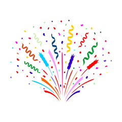 Naklejka premium Colorful fireworks and confetti celebration design