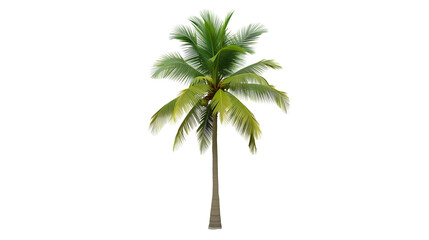 Obraz premium Tall palm tree with vibrant green leaves on white background