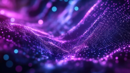 Abstract digital data flows in a vibrant glowing network structure, representing modern technology, big data processing, artificial intelligence, and global connection concepts