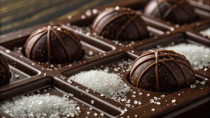 Dark Chocolate Truffles With Glistening Sugar Crystals