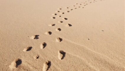 Footprints in the Sand Leading Away into the Distance.