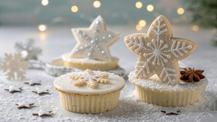 Delicate Christmas Snowflake and Star Sugar Cookies