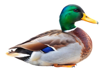 Obraz premium Mallard Duck, Realistic Male Drake Waterfowl Illustration, cutout, PNG, isolated on white background, AI