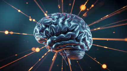 A futuristic depiction of the human brain with glowing neural network connections