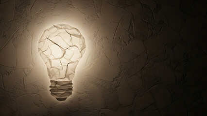 Creative Light Bulb Concept Against Textured Wall Background