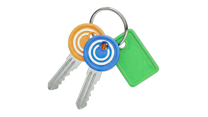 Colorful Keys on a Ring Isolated on White