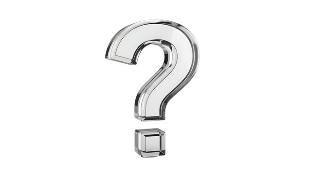 A three-dimensional silver question mark isolated on a black background