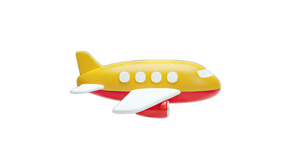 Cartoon Airplane Flying on White Background
