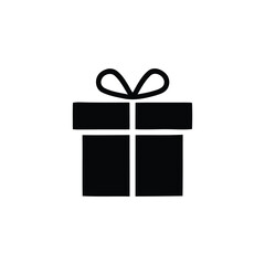 Minimalist black gift box icon for celebration and special occasion design