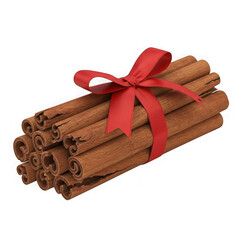 Cinnamon sticks tied with ribbon isolated on transparent background