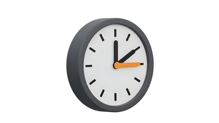 A minimalist 3d render of a simple analog wall clock isolated on a black background