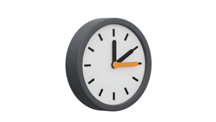 A minimalist 3d render of a simple analog wall clock isolated on a black background