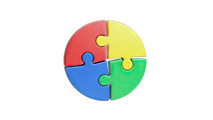 Colorful Puzzle Pieces Assembled on White Background