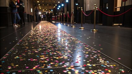 Glittering Confetti Path on a Red Carpet Event