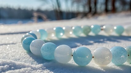 Frosty Spherical Glass Beads in a Winter Arrangement