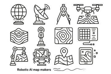 Fototapeta premium Icon arm map vector dish data smart elevation robotic navigation console