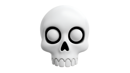 A stylized white cartoon skull 3d rendered illustration isolated on a black background