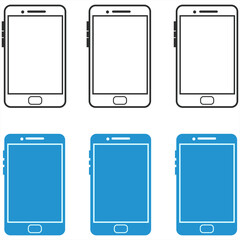 Mobile Devices Set A modern set of smartphones and tablets. It's a clean and versatile graphic for any technology-related project, showcasing the sleek design of these essential devices.
