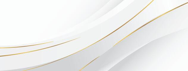 Elegant White Abstract Background with Luxury Gold Lines Minimal Modern Vector Design
