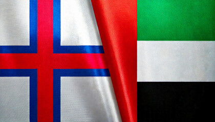 アラブ首長国連邦の国旗とフェロー諸島の国旗(United Arab Emirates flag & Faroe Islands flag.)
