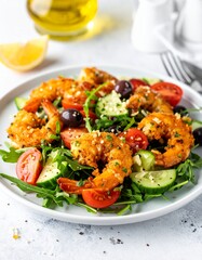 Gebratene Garnelen mit mediterranem Salat