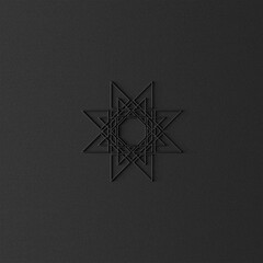 Christmas black star ornament on dark background.