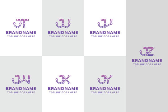 Letters JT JU JV JW JX JY JZ Technology Logo, for TJ UJ VJ WJ XJ YJ ZJ initials
