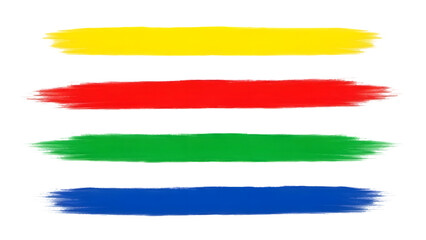 Obraz premium Colorful brush strokes in yellow, red, green, and blue isolated on a transparent background