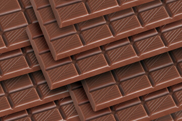Viele Tafeln Schokolade in der Nahaufnahme