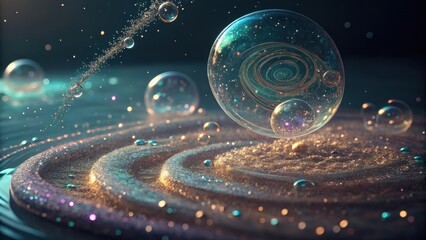 Iridescent Glitter Swirls and Cosmic Bubbles